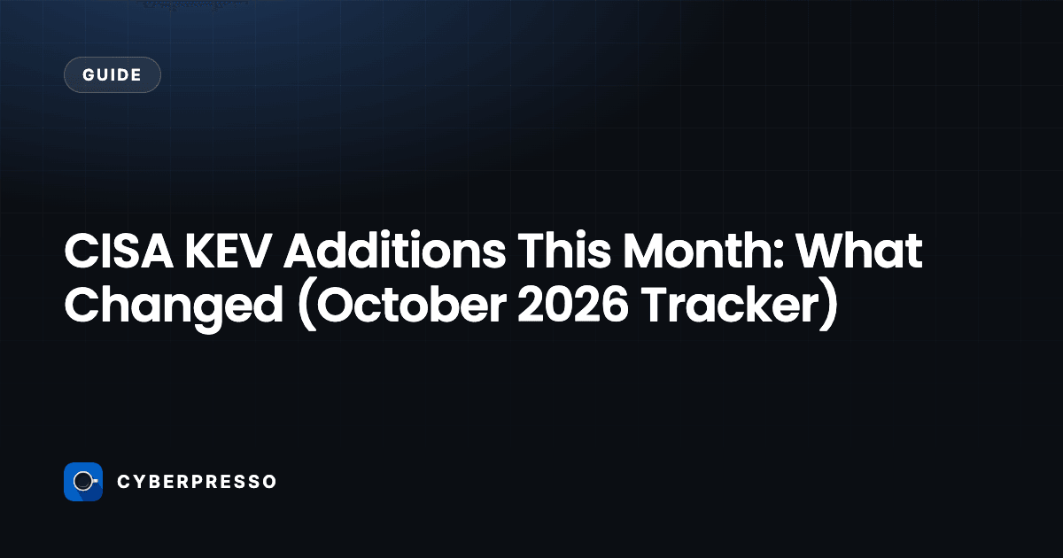 CISA KEV Additions This Month: What Changed (October 2026 Tracker)